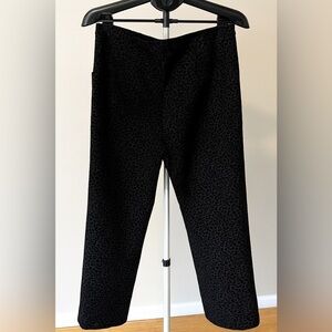 Nicole Miller Flocked Leopard Jacquard Straight Leg Trousers Black Zip Fly